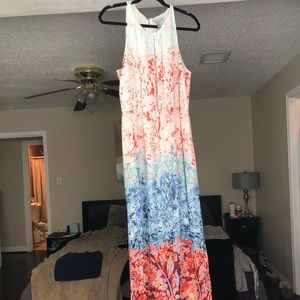 White patterned floor length dress